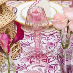 Summer Candleware | Candle Holders<Mrs. Alice Pink Glass Lantern Tea Light Holder (Pair) - 24cm