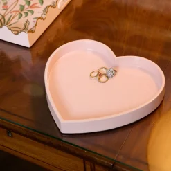 Trays<Mrs. Alice Pink Heart Lacquer Tray