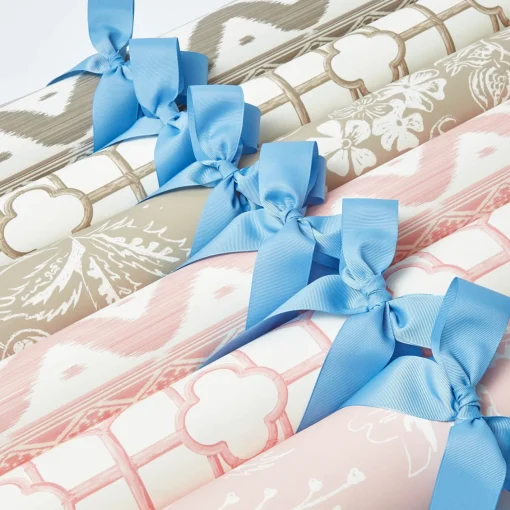 Serena Fresson Wallpapers<Mrs. Alice Pink Ikat Stripe Wallpaper