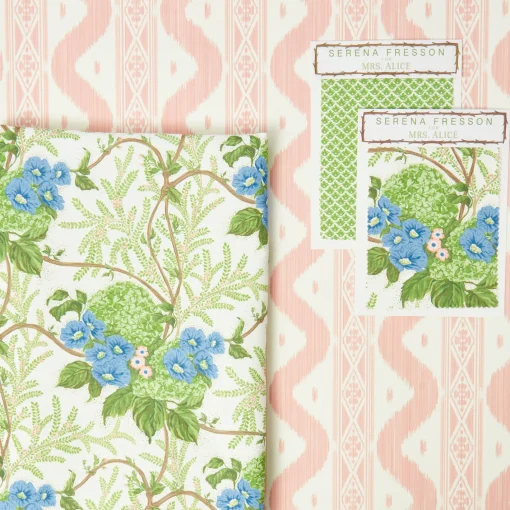 Serena Fresson Fabrics<Mrs. Alice Pink Lady Isabella's Garden Fabric