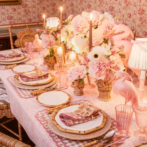 Rechargeable Table Lamps | For Her<Mrs. Alice Pink Leonora Lacquer Rechargeable Lamp with Pink Ikat Bow Shade (18cm)