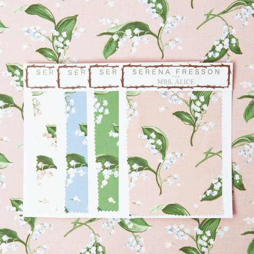 Serena Fresson Fabrics<Mrs. Alice Pink Lily of the Valley Fabric