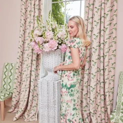 Serena Fresson Fabrics<Mrs. Alice Pink Lily of the Valley Fabric