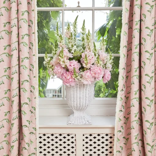 Serena Fresson Fabrics<Mrs. Alice Pink Lily of the Valley Fabric