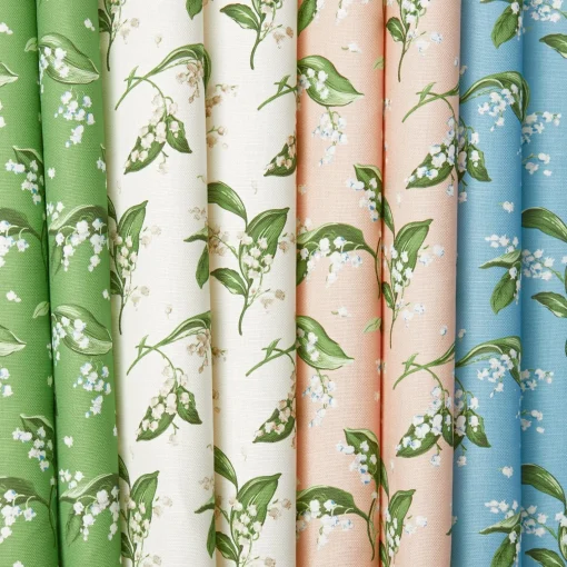 Serena Fresson Fabrics<Mrs. Alice Pink Lily of the Valley Fabric