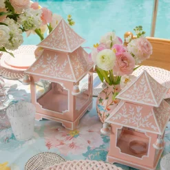 Summer Candleware | Year-round Decorations<Mrs. Alice Pink Mini Chinoiserie Pagoda Lanterns (Pair)
