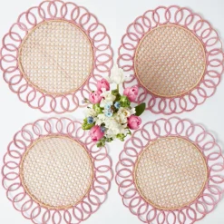 Placemats<Mrs. Alice Pink Pia Woven Placemats (Set of 4)