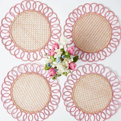 Placemats<Mrs. Alice Pink Pia Woven Placemats (Set of 4)