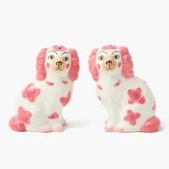 Summer Crockery<Mrs. Alice Pink Staffordshire Dog Salt & Pepper Shakers