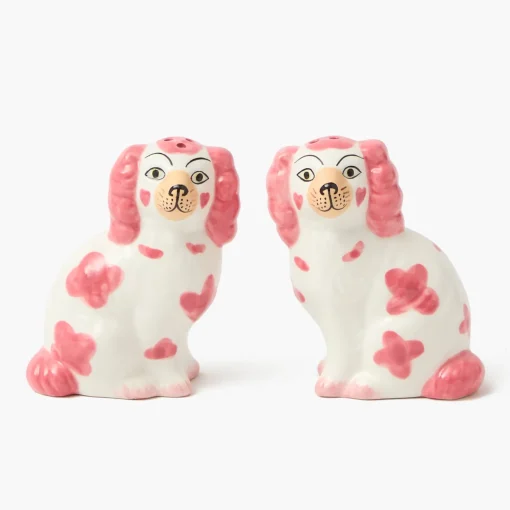 Summer Crockery<Mrs. Alice Pink Staffordshire Dog Salt & Pepper Shakers