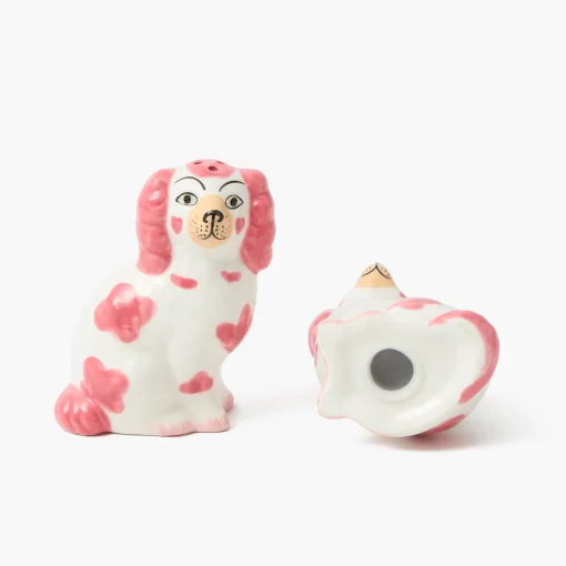 Summer Crockery<Mrs. Alice Pink Staffordshire Dog Salt & Pepper Shakers