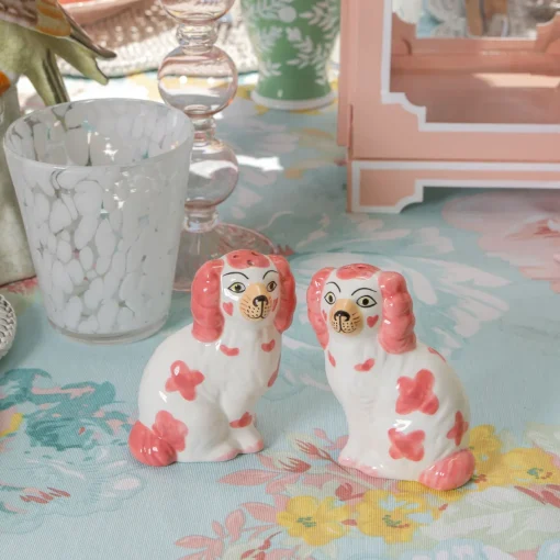 Summer Crockery<Mrs. Alice Pink Staffordshire Dog Salt & Pepper Shakers