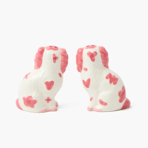 Summer Crockery<Mrs. Alice Pink Staffordshire Dog Salt & Pepper Shakers