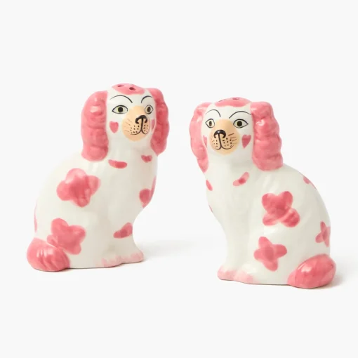 Summer Crockery<Mrs. Alice Pink Staffordshire Dog Salt & Pepper Shakers