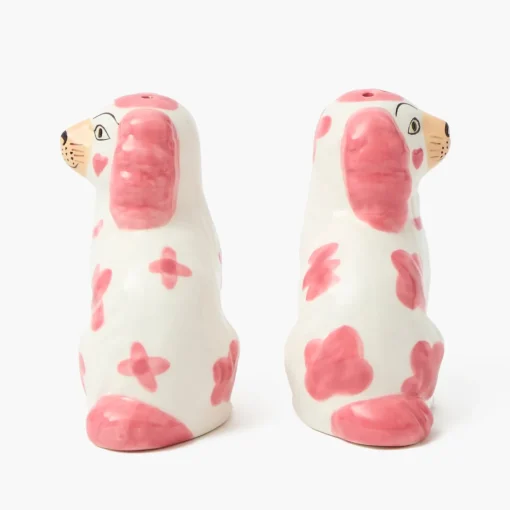 Summer Crockery<Mrs. Alice Pink Staffordshire Dog Salt & Pepper Shakers