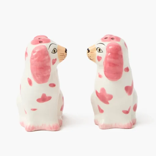 Summer Crockery<Mrs. Alice Pink Staffordshire Dog Salt & Pepper Shakers