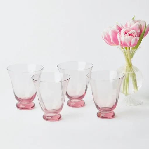 Glasses<Mrs. Alice Pink Tulip Water Glasses (Set of 4)
