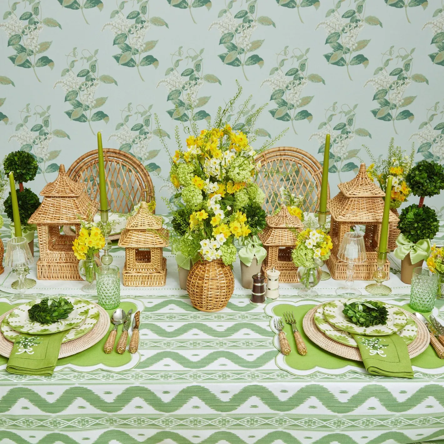 Spring Decorations<Mrs. Alice Potted Boxwood Ball with Green Bow (Pair)