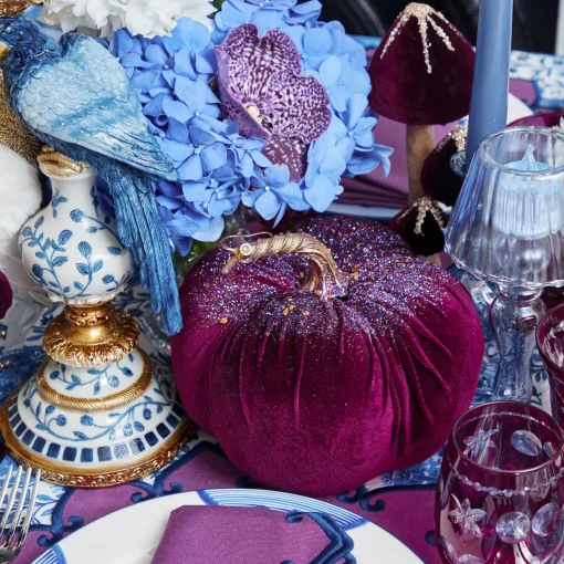 Autumn Decorations<Mrs. Alice Purple Glitter Pumpkin (Pair)