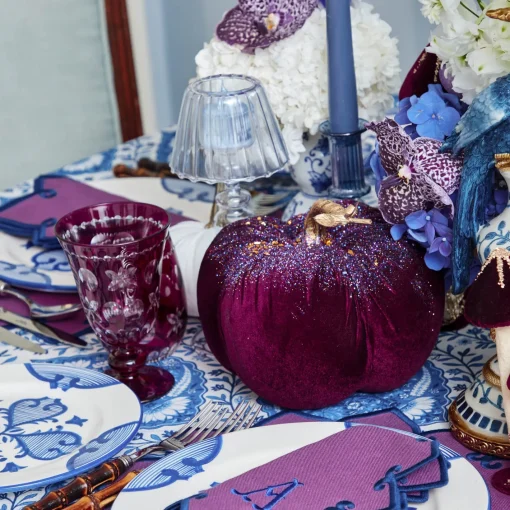 Autumn Decorations<Mrs. Alice Purple Glitter Pumpkin (Pair)