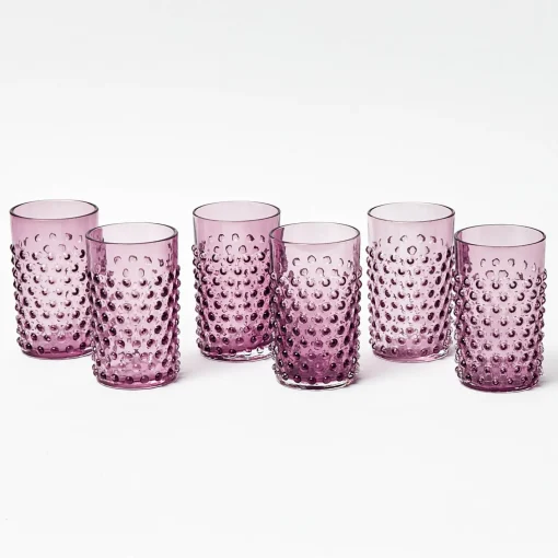 Summer Glassware | Glasses<Mrs. Alice Purple Hobnail Glasses (Set of 6)