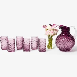Summer Glassware | Glassware Sets<Mrs. Alice Purple Hobnail Jug & Glasses (Set of 6)