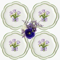 Crockery Sets<Mrs. Alice Purple Tulip Dinner & Starter Plates (Set of 8)