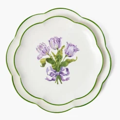 Crockery Sets<Mrs. Alice Purple Tulip Dinner & Starter Plates (Set of 8)