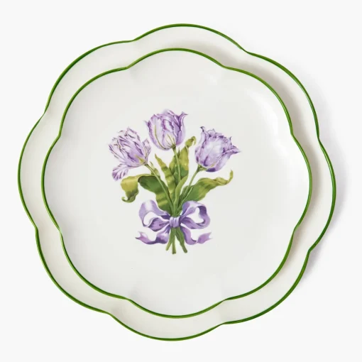Crockery Sets<Mrs. Alice Purple Tulip Dinner & Starter Plates (Set of 8)