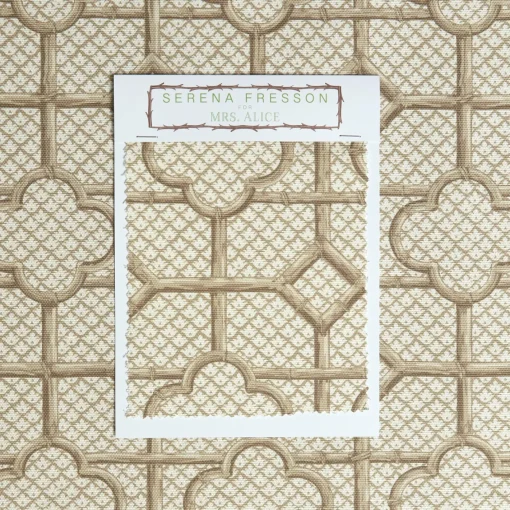 Serena Fresson Fabrics<Mrs. Alice Putty Bamboo Trellis Fabric