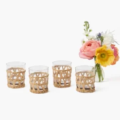Summer Glassware | Glasses<Mrs. Alice Raffia Water Glasses (Set of 4)