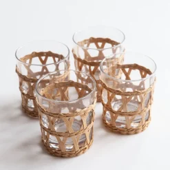 Summer Glassware | Glasses<Mrs. Alice Raffia Water Glasses (Set of 4)