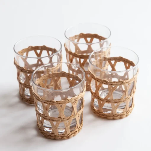Summer Glassware | Glasses<Mrs. Alice Raffia Water Glasses (Set of 4)