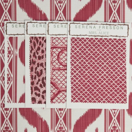 Serena Fresson Fabrics<Mrs. Alice Raspberry Pink Ikat Stripe Fabric