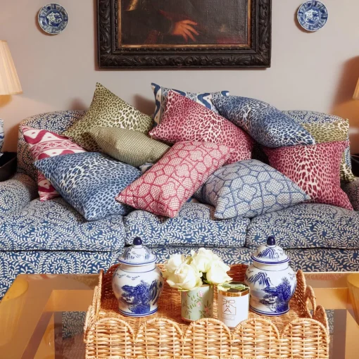 Serena Fresson Fabrics<Mrs. Alice Raspberry Pink Ikat Stripe Fabric