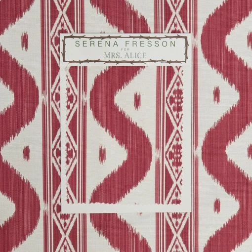 Serena Fresson Fabrics<Mrs. Alice Raspberry Pink Ikat Stripe Fabric