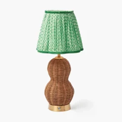 Rechargeable Table Lamps<Mrs. Alice Rattan Bardot Rechargeable Lamp with Green Lotus Shade (18cm)
