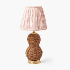 Rechargeable Table Lamps<Mrs. Alice Rattan Bardot Rechargeable Lamp with Pink Ikat Shade (18cm)