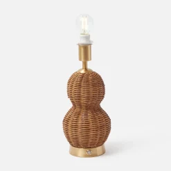 Rechargeable Table Lamps<Mrs. Alice Rattan Bardot Rechargeable Lamp with Green Ikat Shade (18cm)