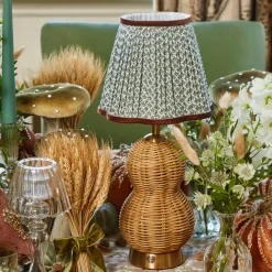 Rechargeable Table Lamps<Mrs. Alice Rattan Bardot Rechargeable Lamp with Olive & Chocolate Lotus Shade (18cm)