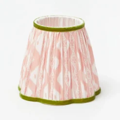 Rechargeable Table Lamps<Mrs. Alice Rattan Bardot Rechargeable Lamp with Pink & Green Ikat Shade (18cm)
