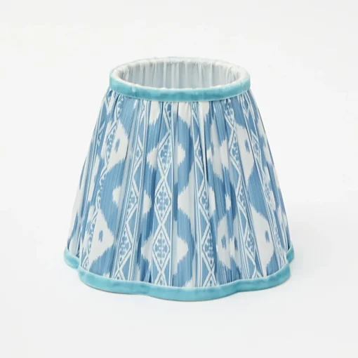 Rechargeable Table Lamps<Mrs. Alice Rattan Bardot Rechargeable Lamp with Blue Ikat Shade (18cm)