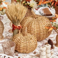 Autumn Decorations<Mrs. Alice Rattan Pumpkin Family