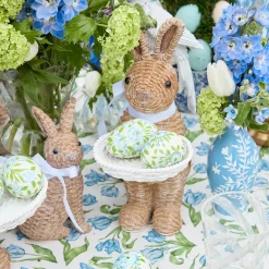 Spring Decorations<Mrs. Alice Rattan Ribboned Rabbit With Basket (Pair)