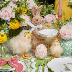 Spring Decorations<Mrs. Alice Rattan Ribboned Rabbit With Basket (Pair)