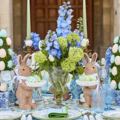 Spring Decorations<Mrs. Alice Rattan Ribboned Rabbit With Basket (Pair)