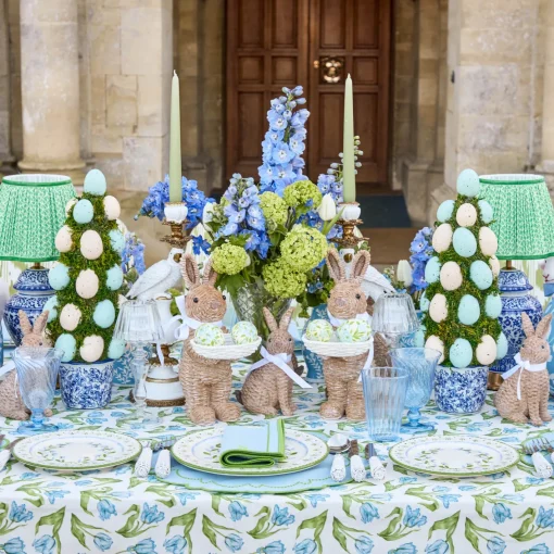 Spring Decorations<Mrs. Alice Rattan Ribboned Rabbit With Basket (Pair)