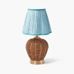 Rechargeable Table Lamps<Mrs. Alice Rattan Ursula Rechargeable Lamp with Soft Blue Lotus Shade (18cm)
