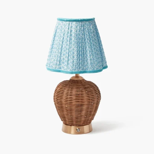 Rechargeable Table Lamps<Mrs. Alice Rattan Ursula Rechargeable Lamp with Soft Blue Lotus Shade (18cm)