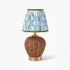 Rechargeable Table Lamps<Mrs. Alice Rattan Ursula Rechargeable Lamp with Blue & Green Ikat Shade (18cm)